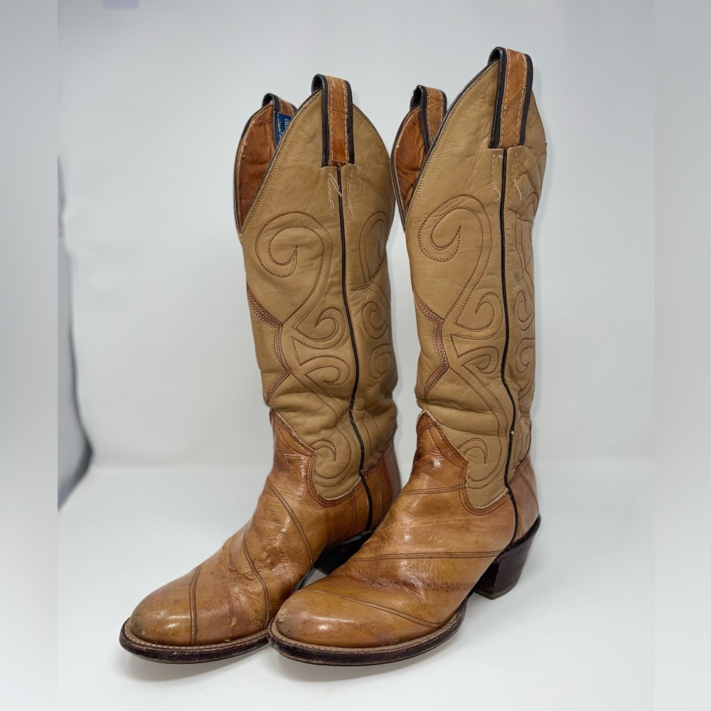 PRE-LOVED Sanders Tan Eel Skin Western Boots - Men’s 6C (fits like women 8)